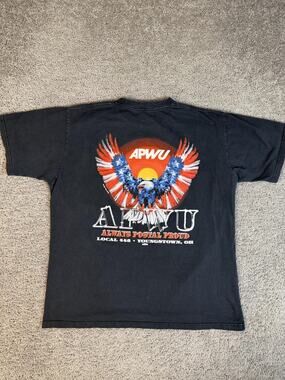 APWU Shirt Mens XL Black Patriotic Eagle Graphic Local 448 Youngstown Union OH